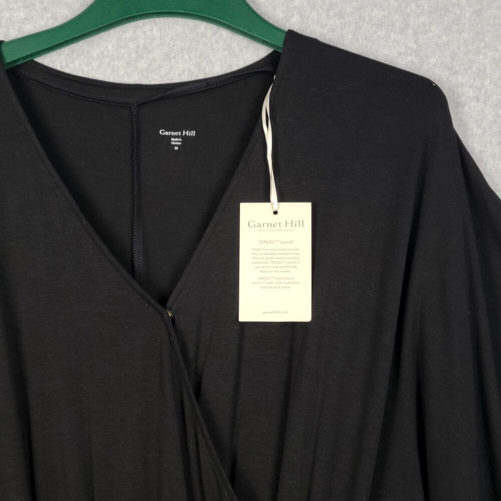 Garnet Hill Prato Knit Boatneck Kimono Sleeve Wide Leg Jumpsuit Black Medium NEW - Picture 2 of 13